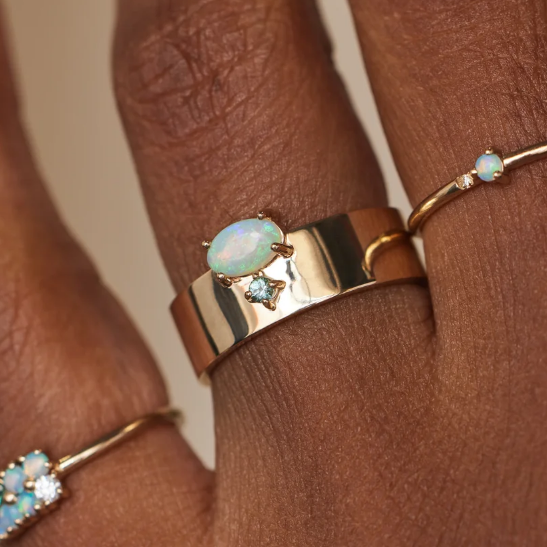 Aliança Basic Opala e Turmalina