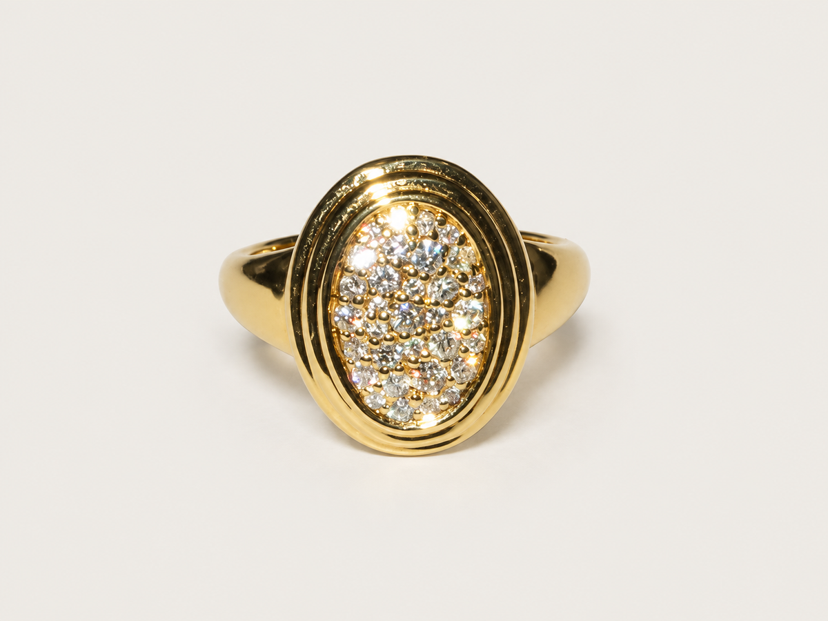 Anel Pinky Ring Céleste em Ouro Amarelo 18k e Diamantes