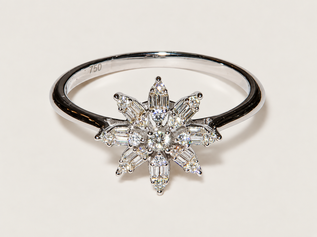 Anel Soleil em Ouro Branco 18k e Diamantes