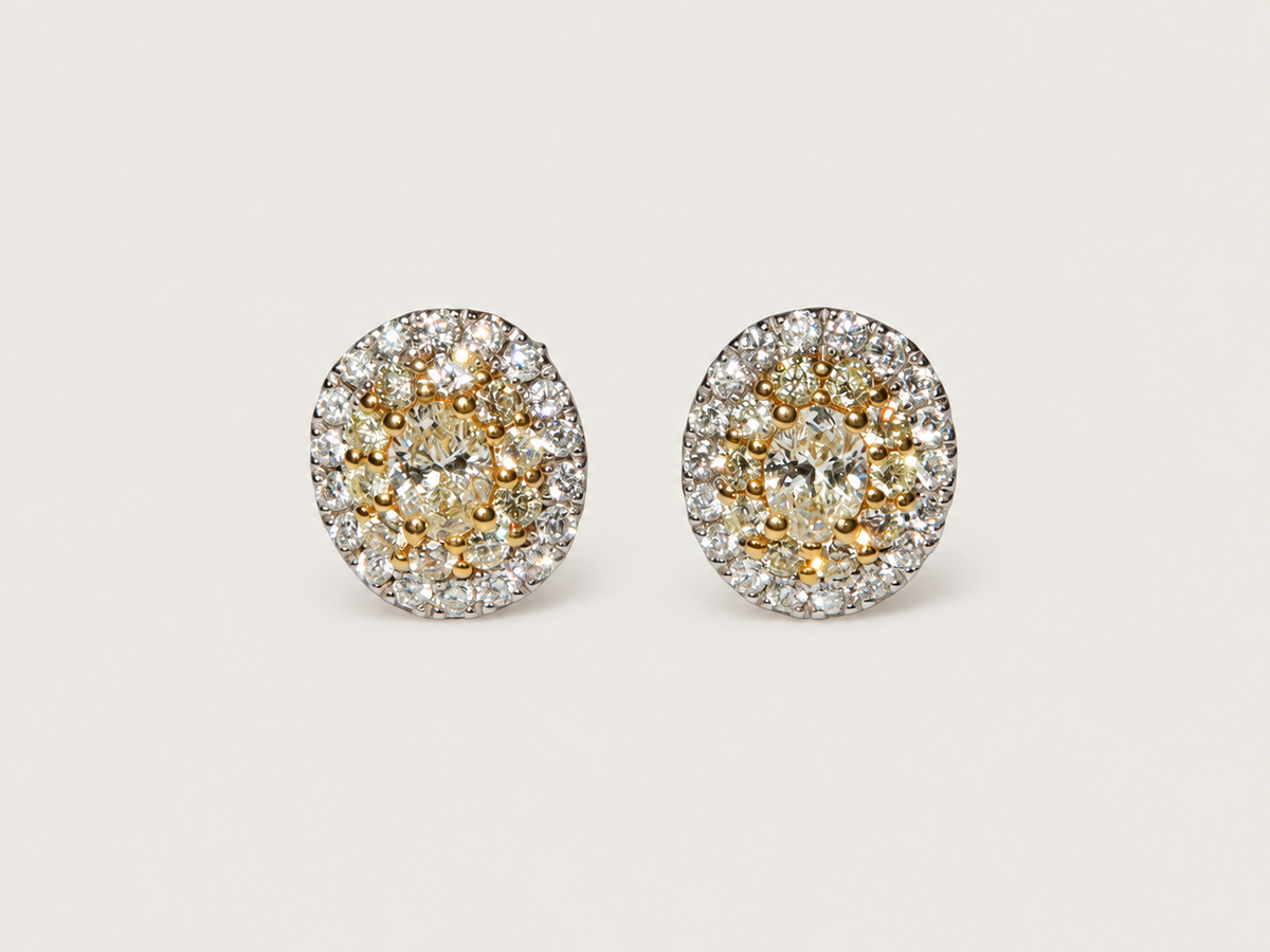 Brinco Solène em Ouro Branco e Amarelo 18k e Diamantes