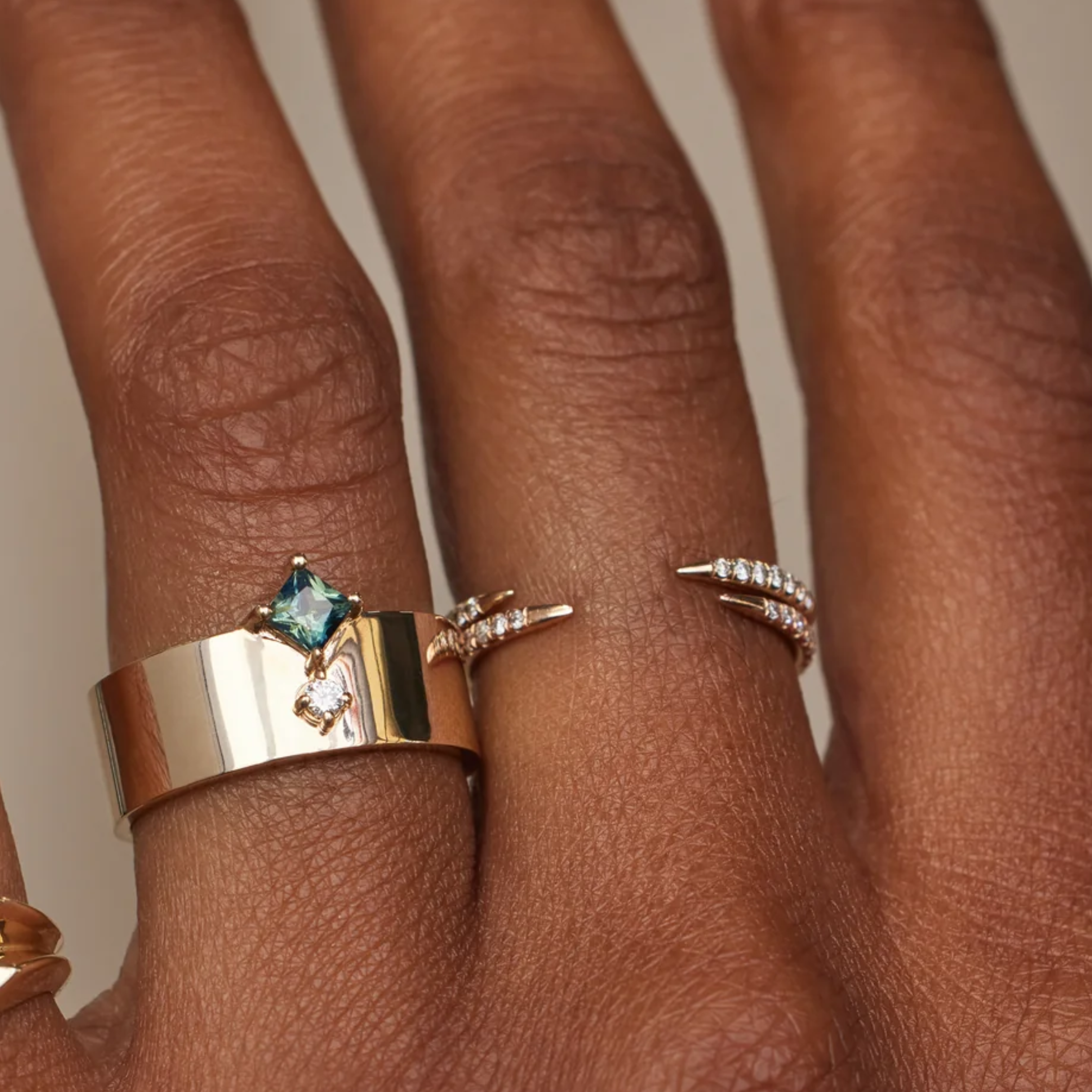 Anel Open Ouro Diamante