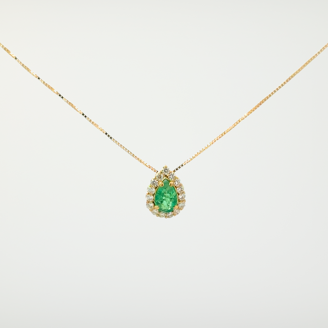 Colar Pioggia Esmeralda e Diamantes