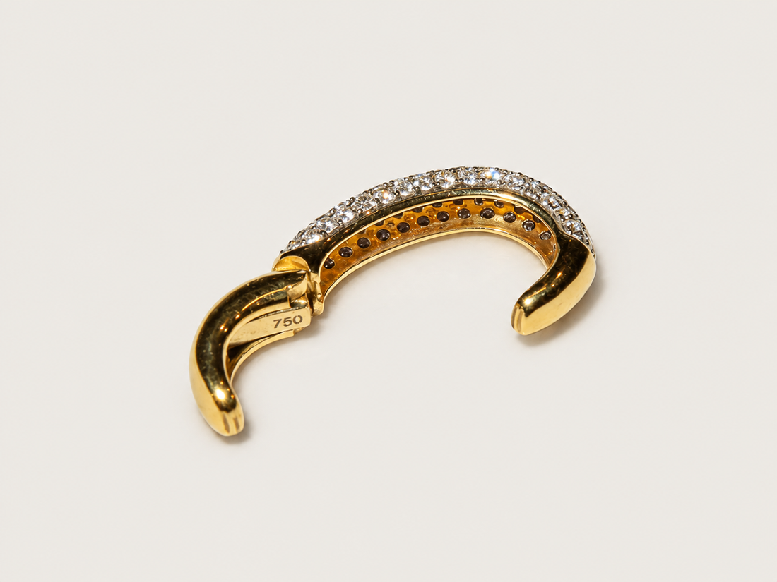 Piercing Fake Rivage em Ouro Branco e Amarelo 18k e Diamantes