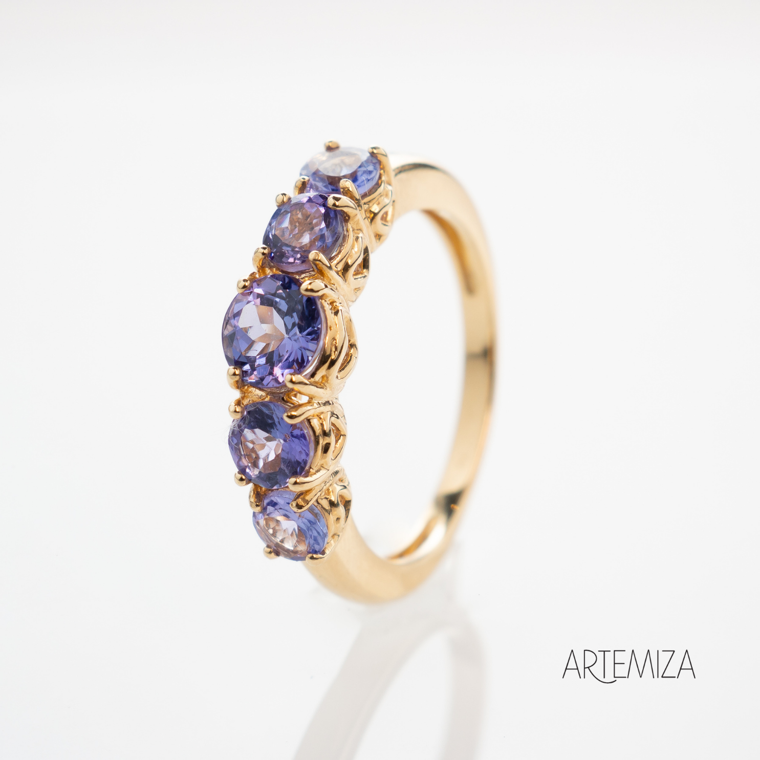 Anel Les Cinq Ouro Tanzanitas