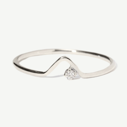 Anel Wave Ouro Branco Diamante