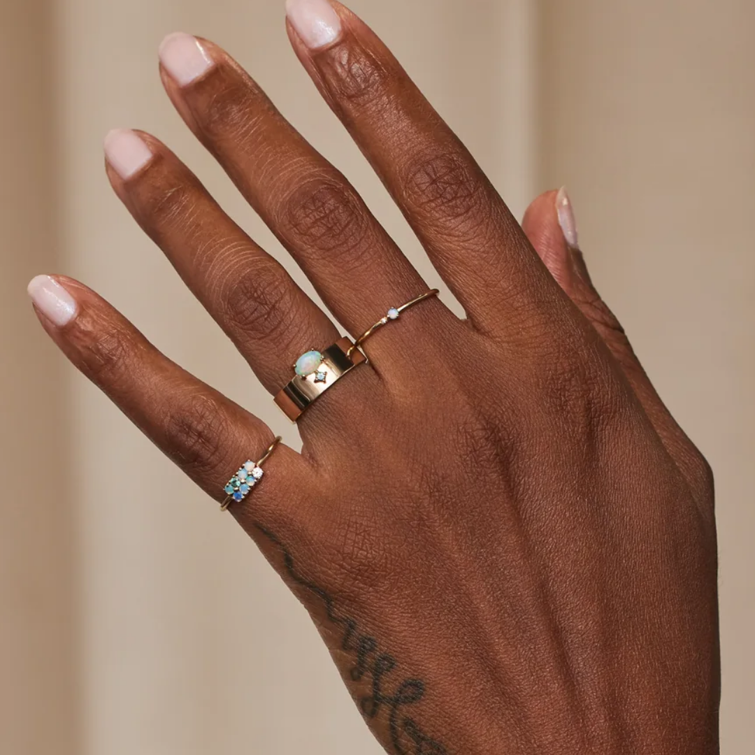 Aliança Basic Opala e Turmalina