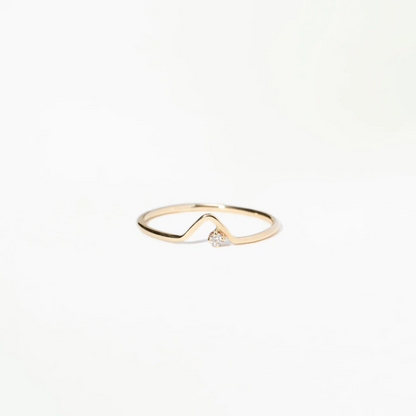 Anel Wave Ouro Amarelo Diamante N°2