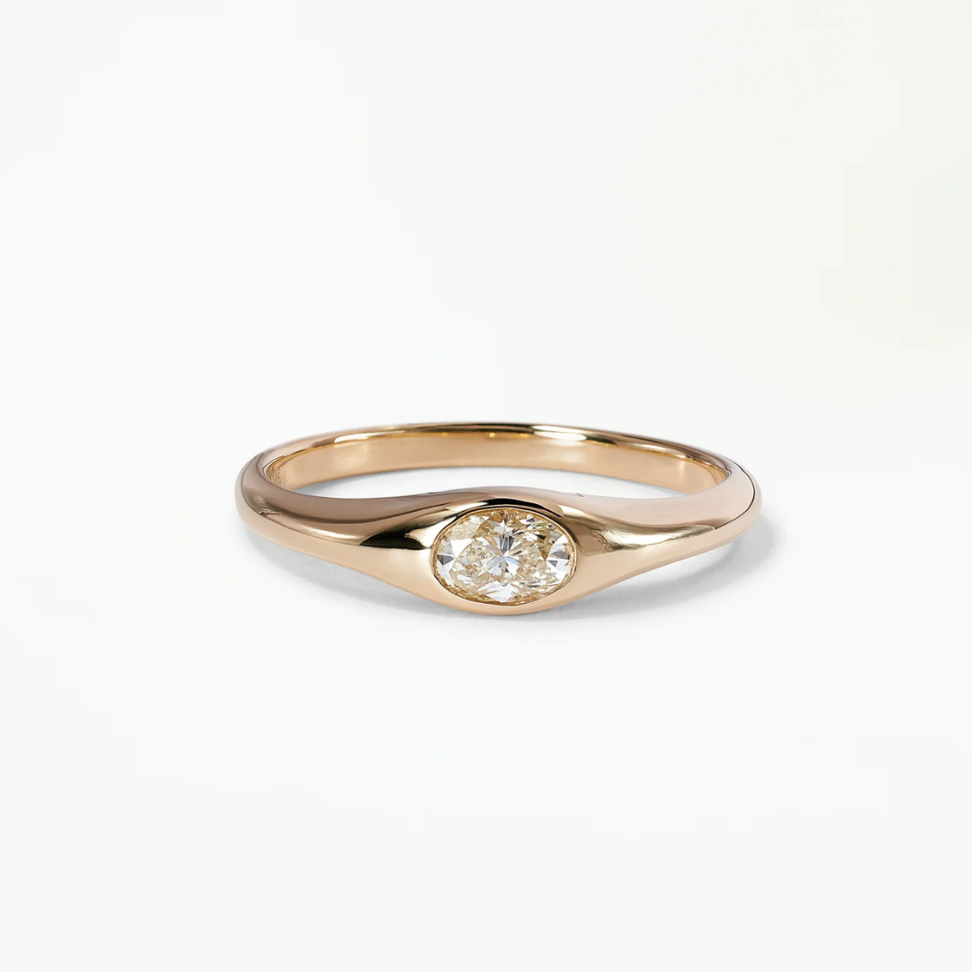 Anel Single Organic Oval Diamond