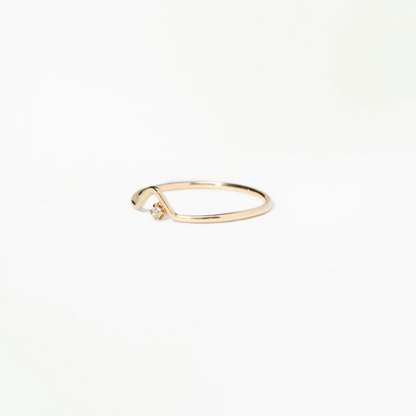 Anel Wave Ouro Amarelo Diamante N°2