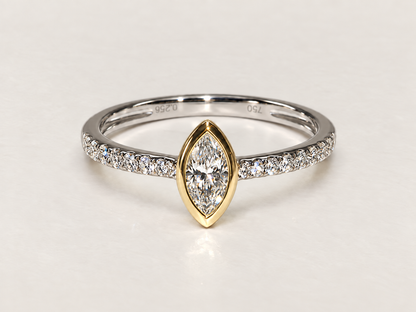 Anel Amélie em Ouro Branco e Amarelo 18k e Diamantes