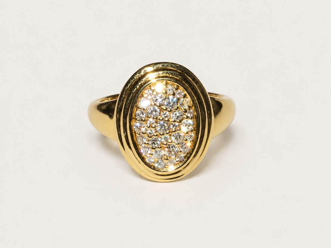Anel Pinky Ring Céleste em Ouro Amarelo 18k e Diamantes