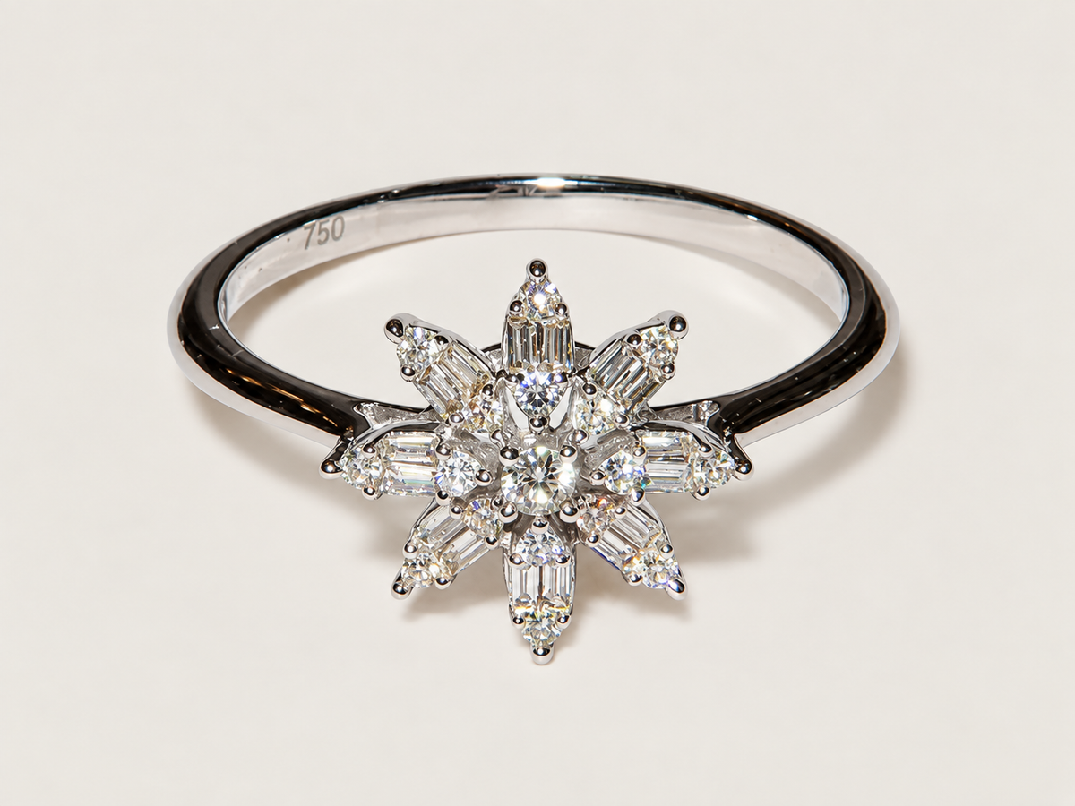 Anel Soleil em Ouro Branco 18k e Diamantes