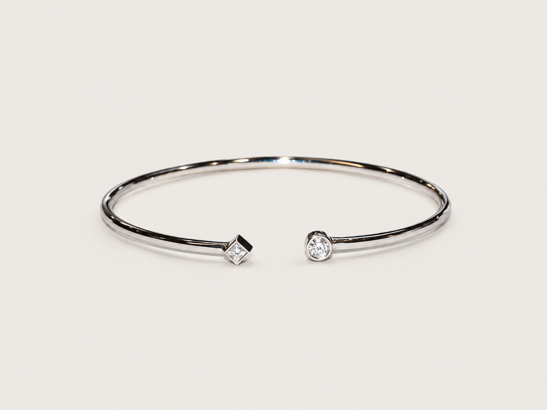 Bracelete Duo em Ouro Branco 18k e Diamantes