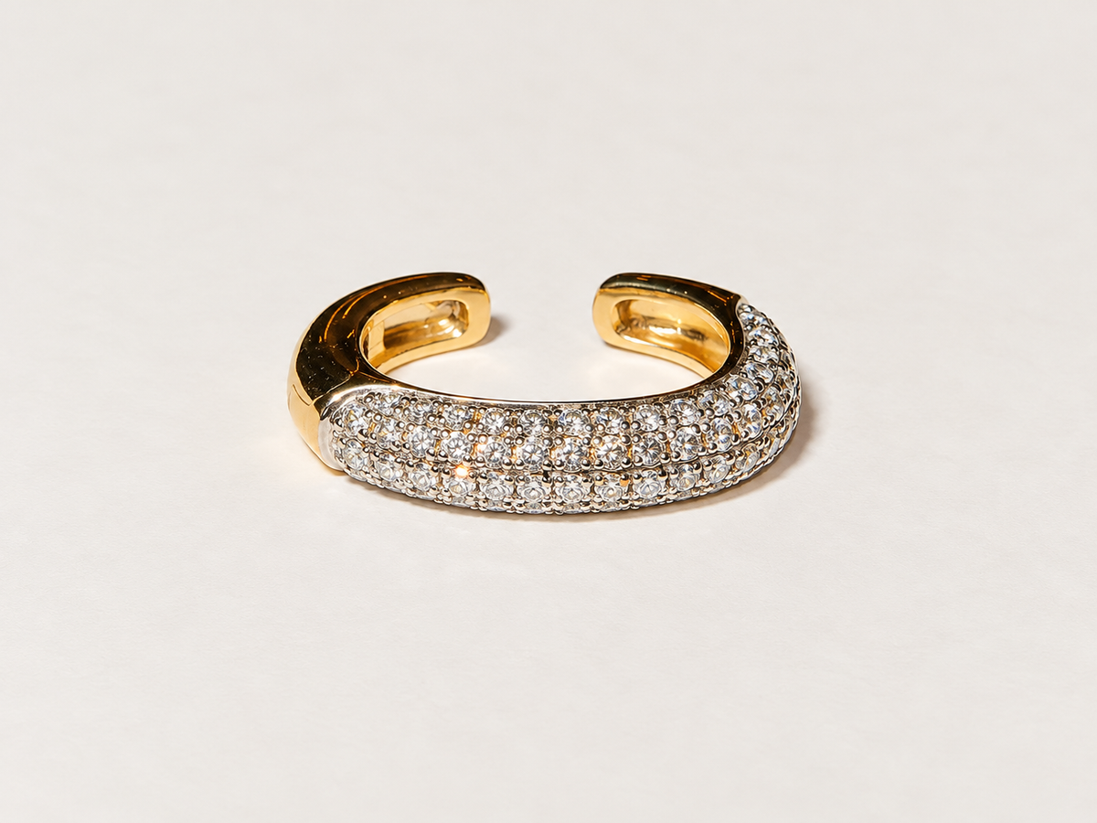 Piercing Fake Rivage em Ouro Branco e Amarelo 18k e Diamantes
