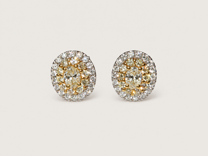 Brinco Solène em Ouro Branco e Amarelo 18k e Diamantes