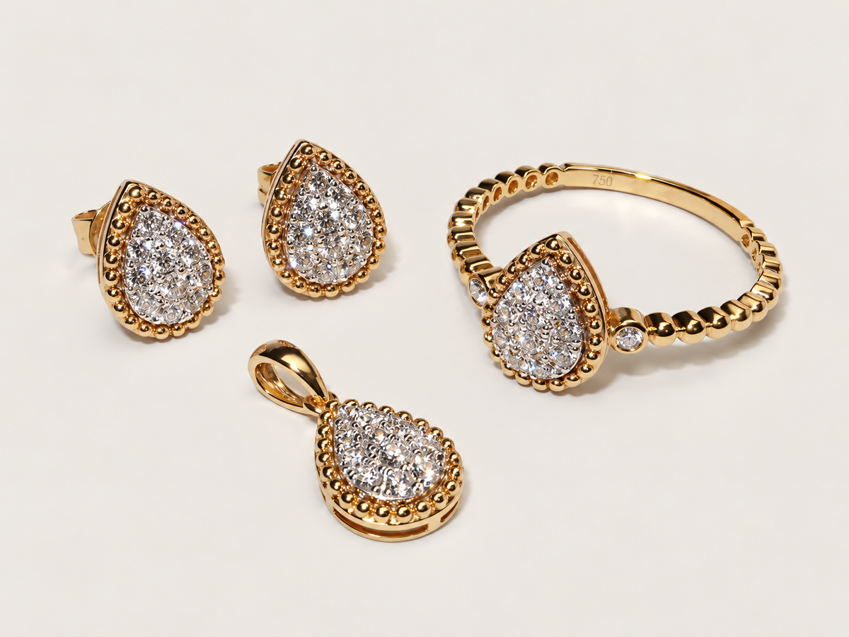 Colar Goutte em Ouro Amarelo 18k e Diamantes