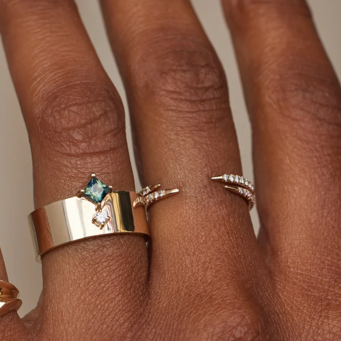 Anel Open Ouro Diamante