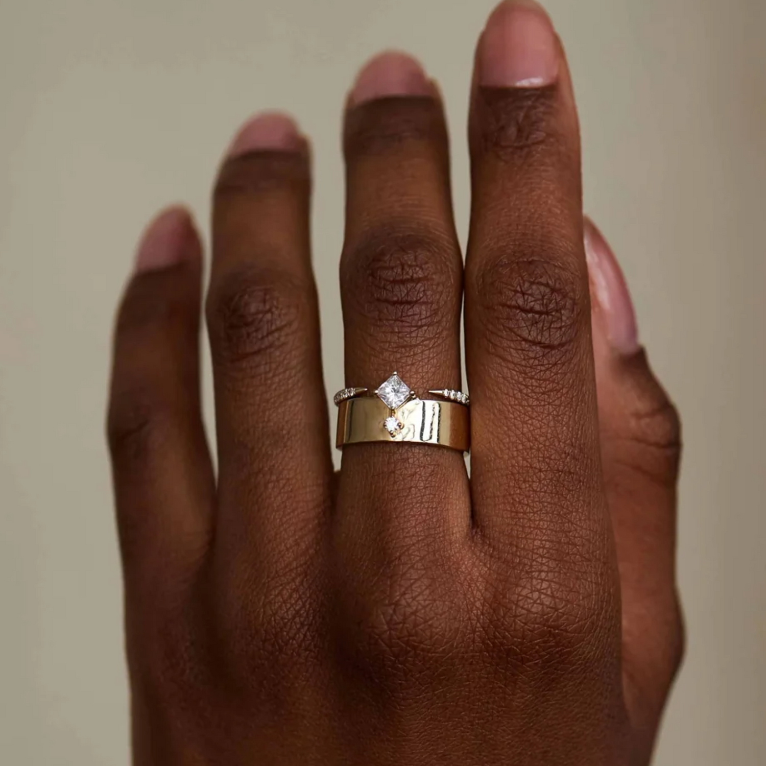 Anel Open Ouro Diamante