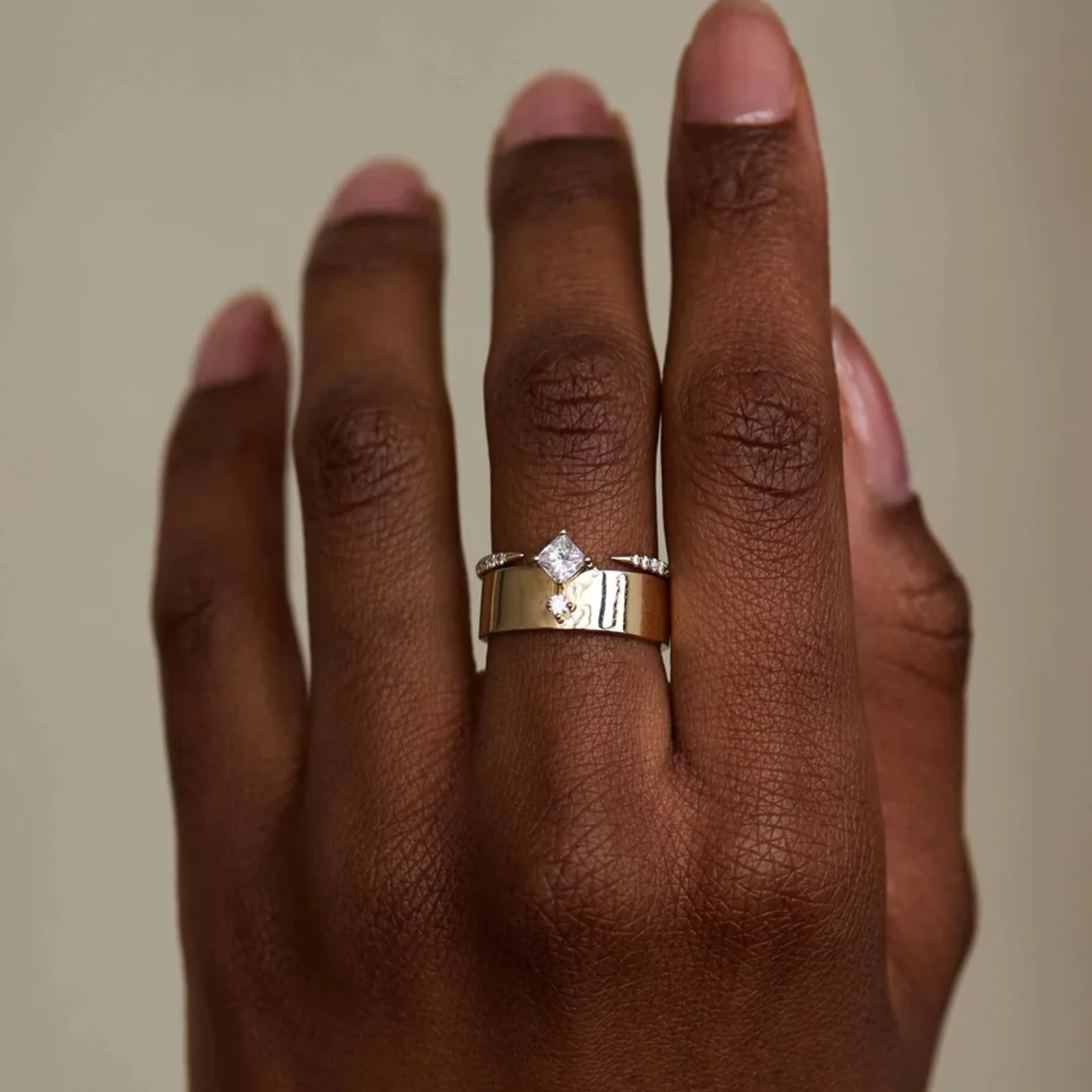 Anel Open Ouro Diamante