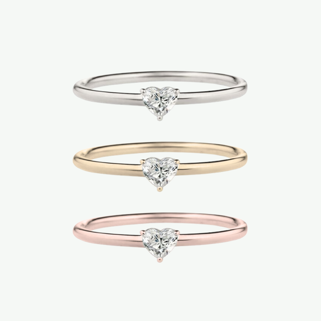 Anel Solitário Heart