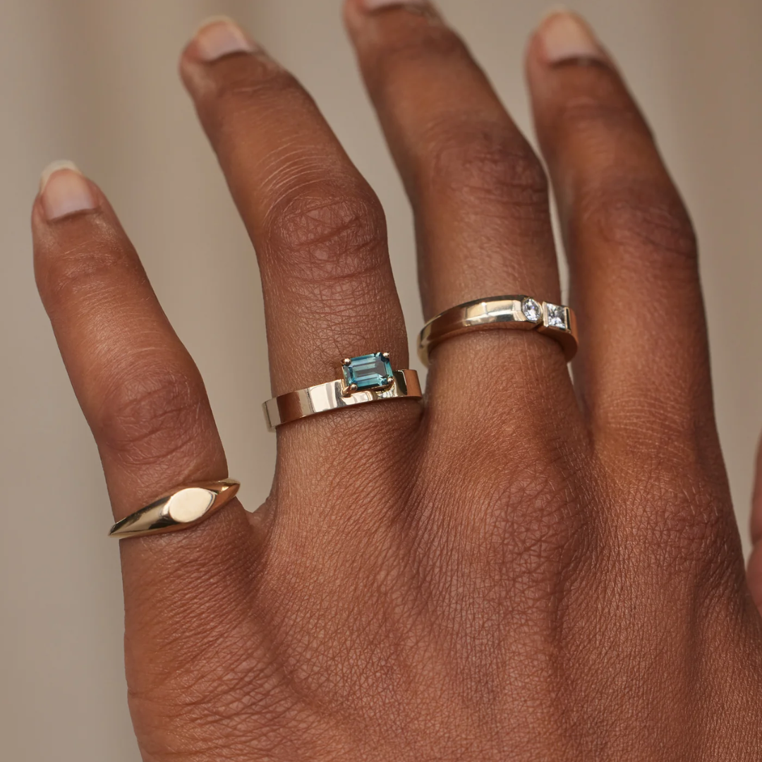 Aliança Basic Safira Retangular