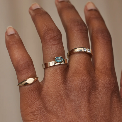 Aliança Basic Safira Retangular