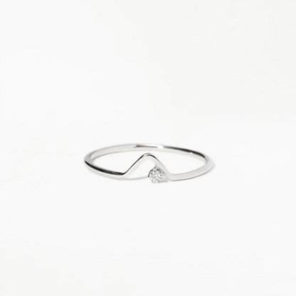 Anel Wave Ouro Branco Diamante