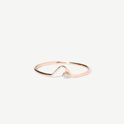 Anel Wave Ouro Rose Diamante