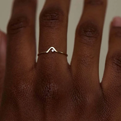 Anel Wave Ouro Amarelo Diamante N°2