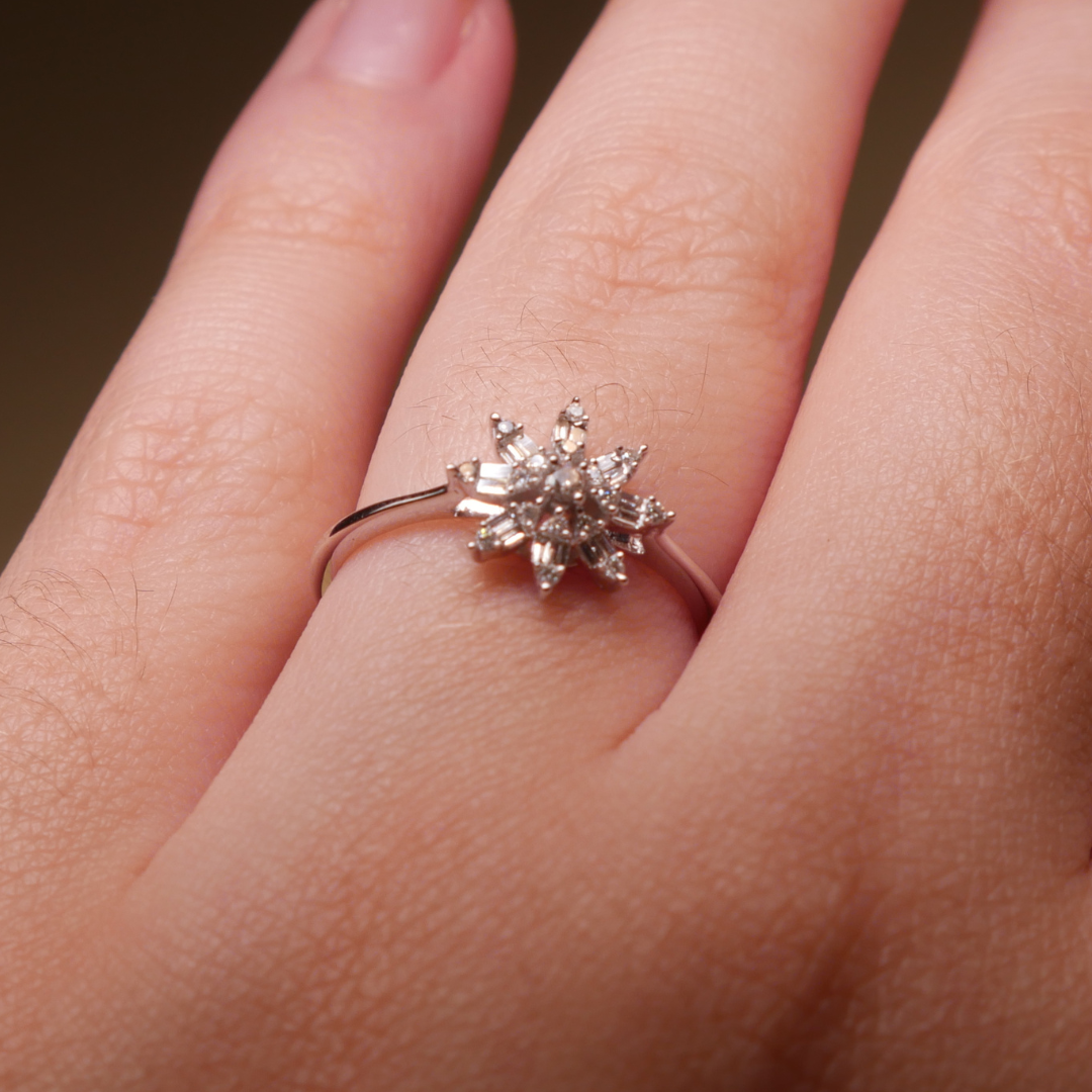 Anel Eight Stars Ouro Branco e Diamantes