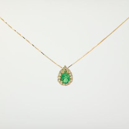Colar Pioggia Esmeralda e Diamantes