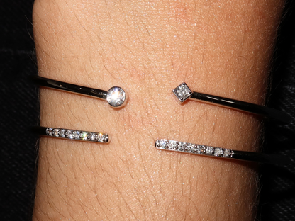 Bracelete Duo em Ouro Branco 18k e Diamantes