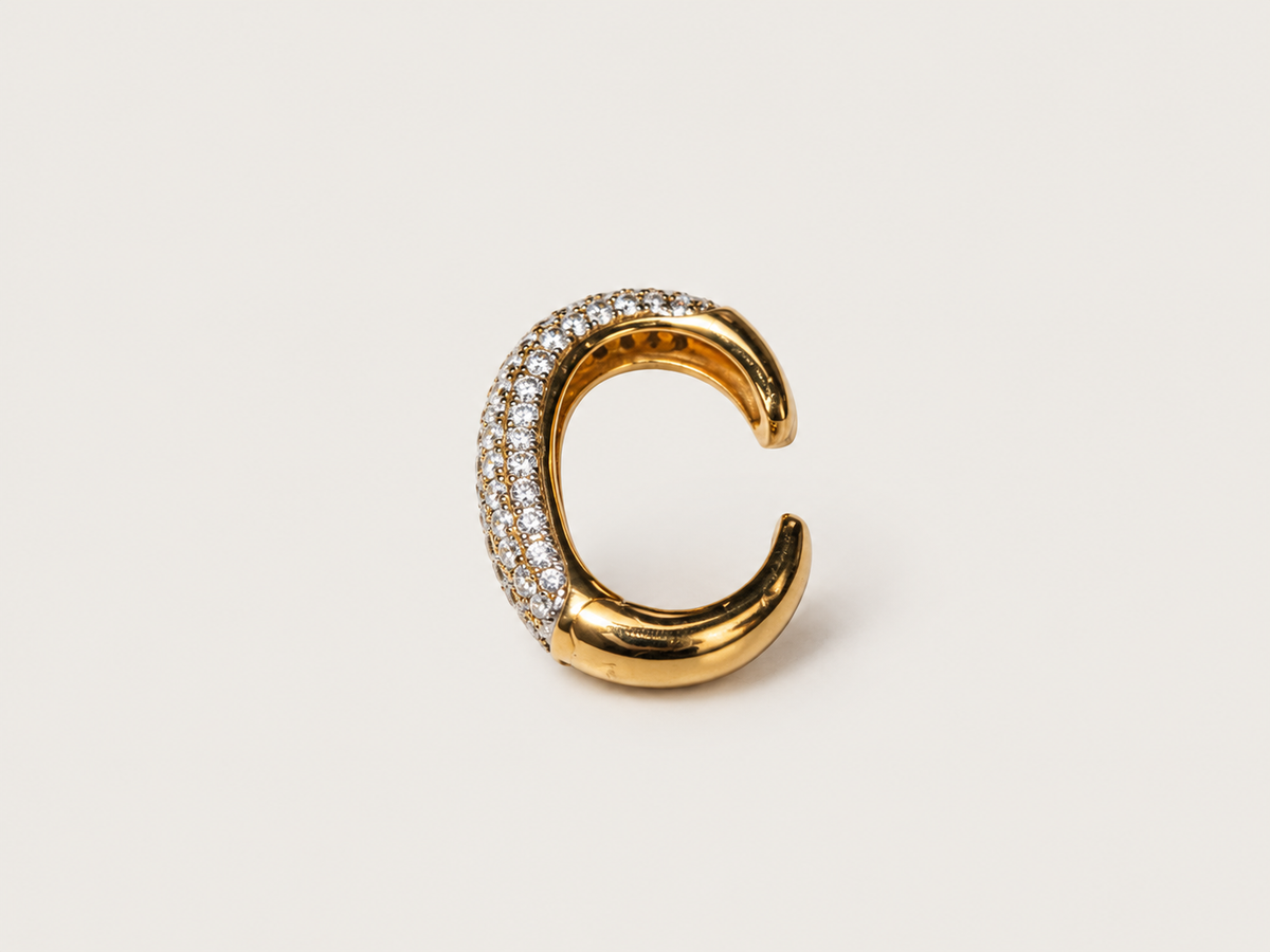Piercing Fake Rivage em Ouro Branco e Amarelo 18k e Diamantes