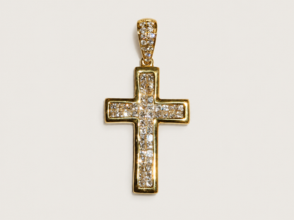 Pingente Croix em Ouro Amarelo 18k e Diamantes