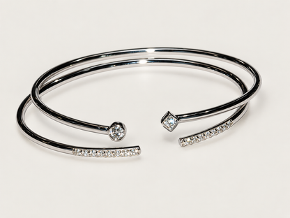 Bracelete Duo em Ouro Branco 18k e Diamantes